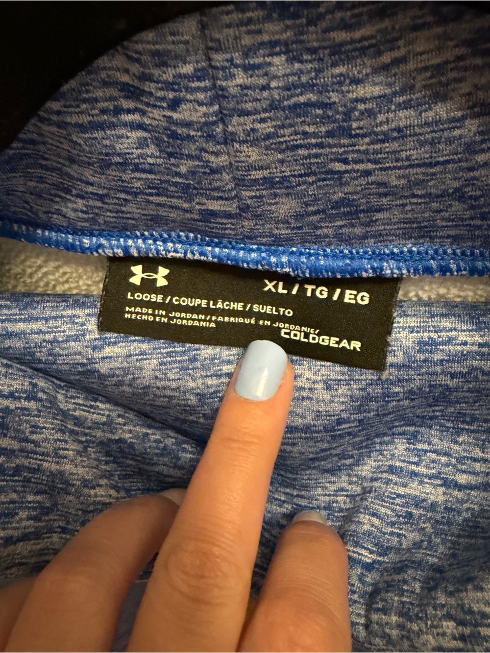 Under Armour Heathered Blue Cowl Neck Athletic Sweatshirt Size XL - Picture 3 of 5